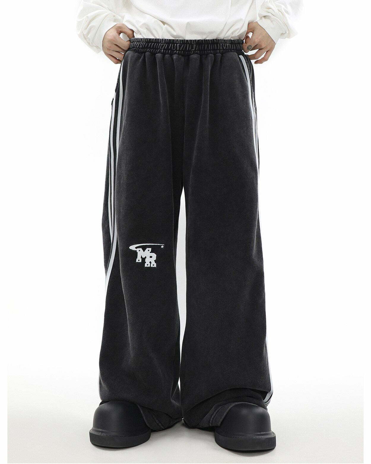 MRNEARLY Y2K Wide Leg Track Pants - 90s Grunge, Retro Summer Outfits, Y2K Fashion Essentials