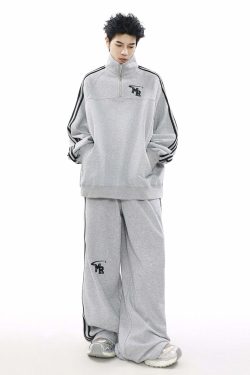 MRNEARLY Y2K Wide Leg Track Pants - 90s Grunge, Retro Summer Outfits, Y2K Fashion Essentials