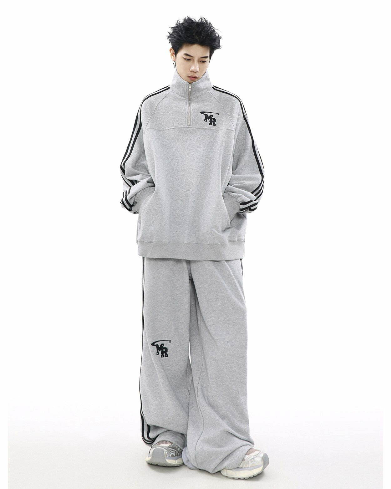 MRNEARLY Y2K Wide Leg Track Pants - 90s Grunge, Retro Summer Outfits, Y2K Fashion Essentials