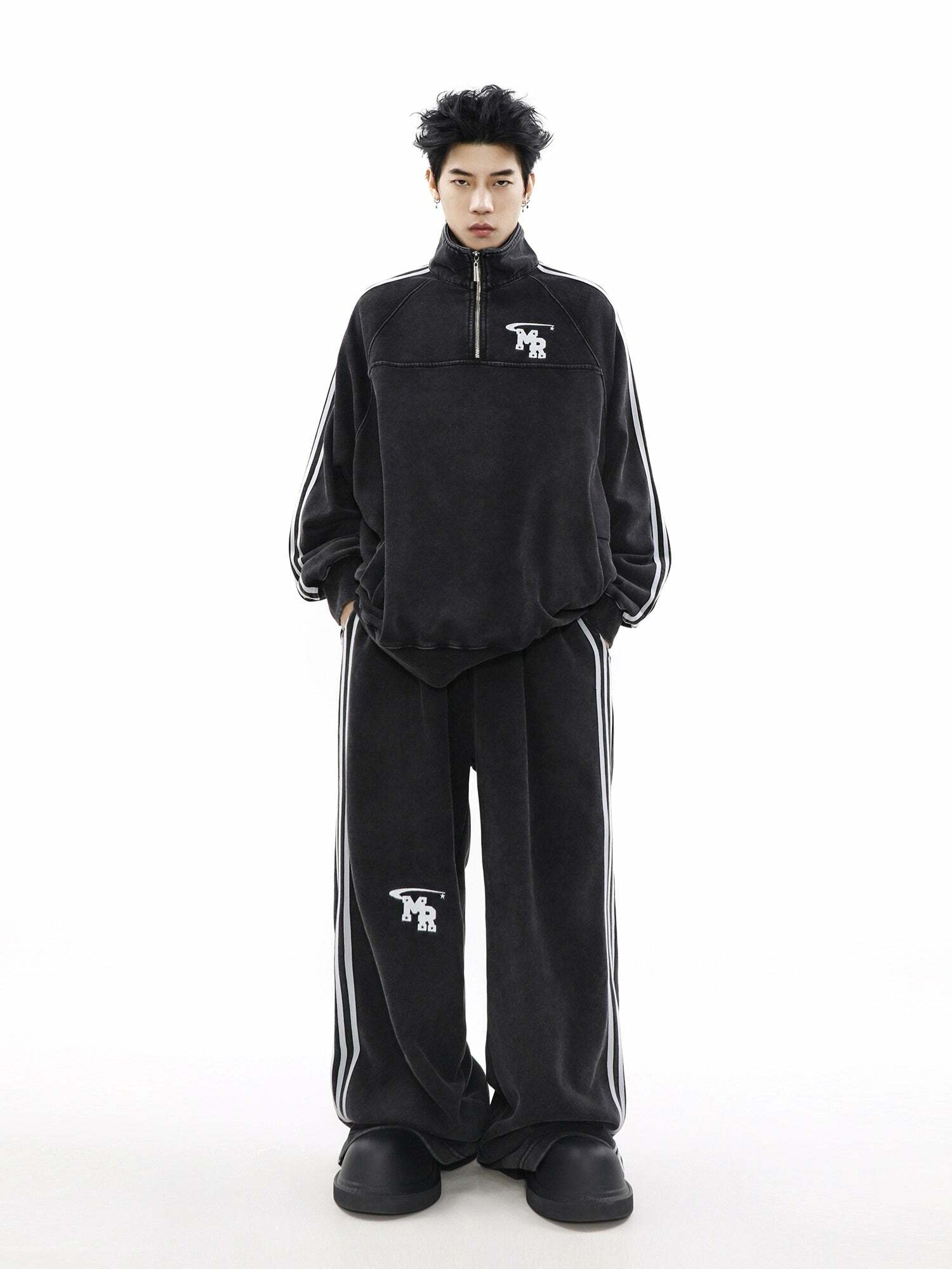 MRNEARLY Y2K Wide Leg Track Pants - 90s Grunge, Retro Summer Outfits, Y2K Fashion Essentials