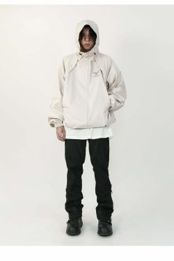 MRNEARLY Y2K Windbreaker Jacket - Retro 90s Grunge, Summer Y2K Outfits, Pastel Goth Style