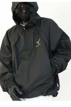 MRNEARLY Y2K Windbreaker Jacket - Retro 90s Grunge, Summer Y2K Outfits, Pastel Goth Style