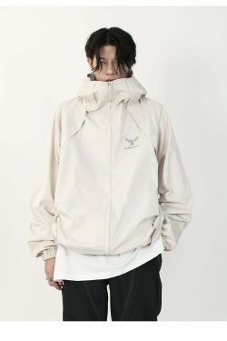 MRNEARLY Y2K Windbreaker Jacket - Retro 90s Grunge, Summer Y2K Outfits, Pastel Goth Style