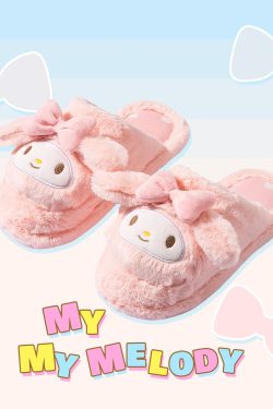 My Melody Fluffy House Slippers - MINISO x SANRIO | Y2K & 90s Fashion, Grunge, Retro Style