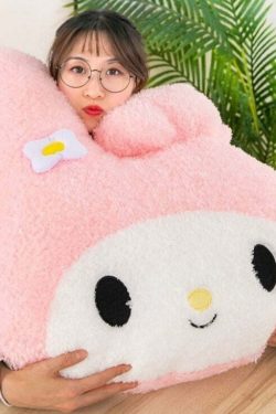My Melody Soft Pillow Cushion - Y2K Summer, 90s Grunge, Retro Goth, Pastel Goth, Y2K Popstar Style