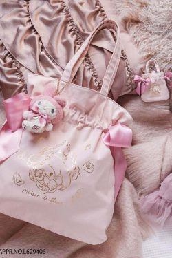 My Melody x Maison de FLEUR SANRIO Ribbon Tote Bag - Y2K Grunge 90s Retro Style Gingham Inner