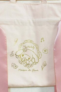 My Melody x Maison de FLEUR SANRIO Ribbon Tote Bag - Y2K Grunge 90s Retro Style Gingham Inner