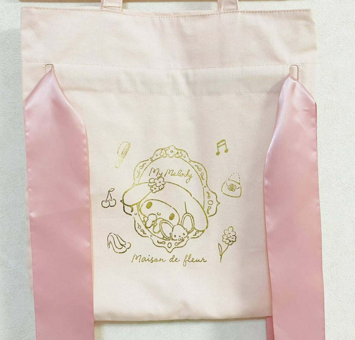 My Melody x Maison de FLEUR SANRIO Ribbon Tote Bag - Y2K Grunge 90s Retro Style Gingham Inner
