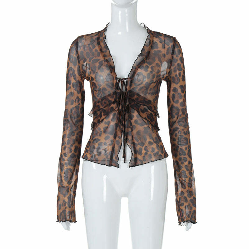 Myka Long Sleeve Mesh Top - Y2K Grunge, 90s Fashion, Retro Style, Summer Y2K Outfits