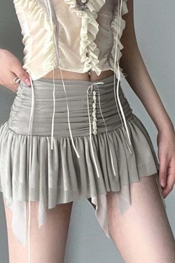 Mylah Pleated Mesh Mini Skirt - Y2K Summer Grunge, 90s Fashion, Retro Goth, Y2K Party Outfit