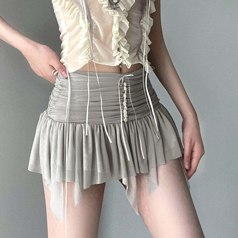 Mylah Pleated Mesh Mini Skirt - Y2K Summer Grunge, 90s Fashion, Retro Goth, Y2K Party Outfit