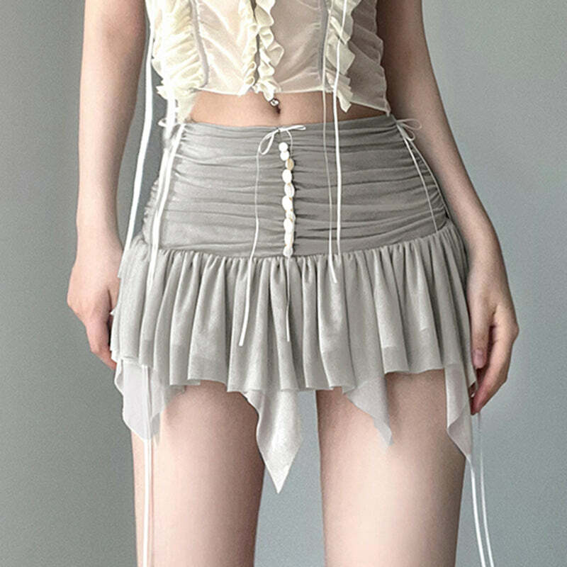 Mylah Pleated Mesh Mini Skirt - Y2K Summer Grunge, 90s Fashion, Retro Goth, Y2K Party Outfit