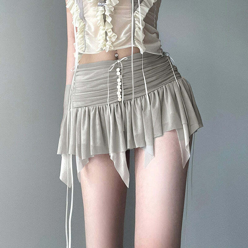 Mylah Pleated Mesh Mini Skirt - Y2K Summer Grunge, 90s Fashion, Retro Goth, Y2K Party Outfit