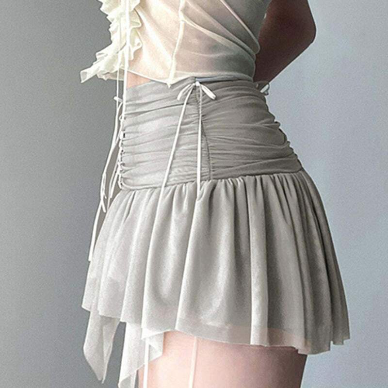 Mylah Pleated Mesh Mini Skirt - Y2K Summer Grunge, 90s Fashion, Retro Goth, Y2K Party Outfit