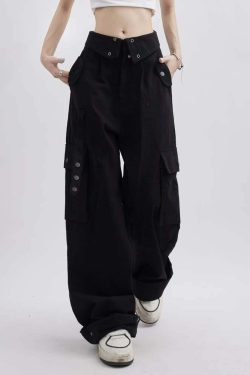 Mystic Black Gothic Cargo Pants - Y2K Grunge, 90s Fashion, Retro Style, Y2K Club Outfits
