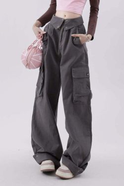 Mystic Gray Gothic Cargo Pants - Y2K Grunge, 90s Fashion, Retro Style, Y2K Summer Outfits