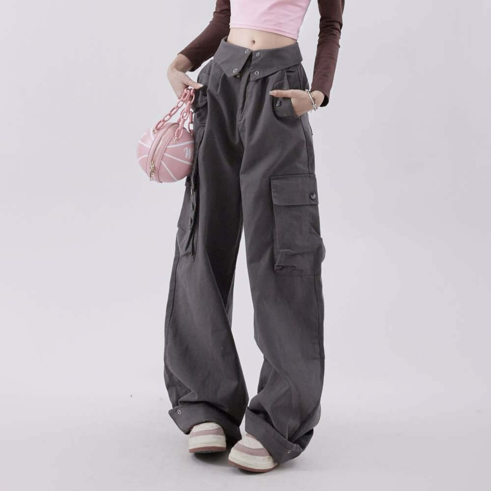 Mystic Gray Gothic Cargo Pants - Y2K Grunge, 90s Fashion, Retro Style, Y2K Summer Outfits