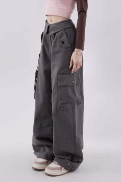Mystic Gray Gothic Cargo Pants - Y2K Grunge, 90s Fashion, Retro Style, Y2K Summer Outfits