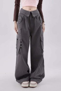 Mystic Gray Gothic Cargo Pants - Y2K Grunge, 90s Fashion, Retro Style, Y2K Summer Outfits