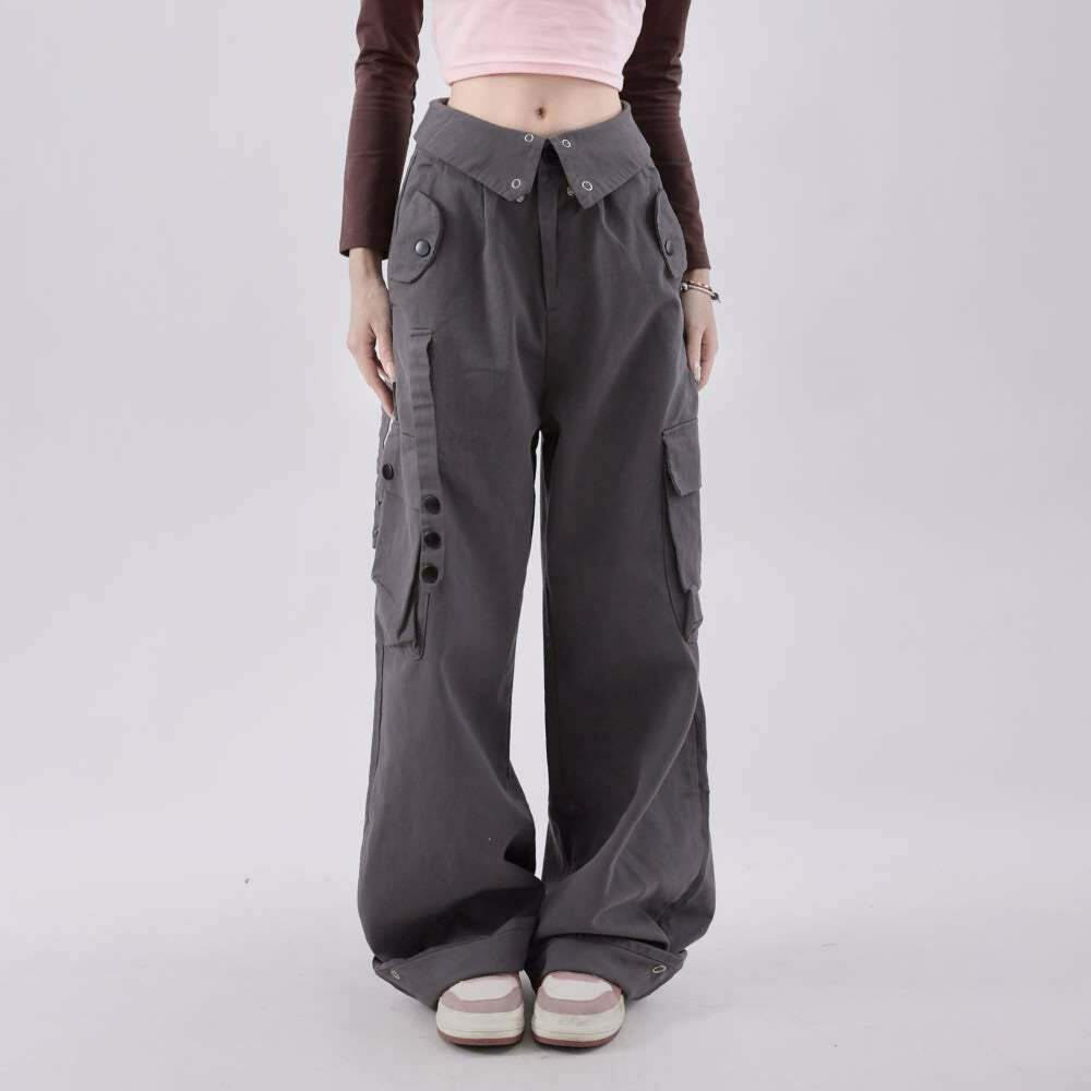 Mystic Gray Gothic Cargo Pants - Y2K Grunge, 90s Fashion, Retro Style, Y2K Summer Outfits