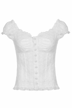 Naila Short Sleeve Lace Top - Y2K Summer Grunge, 90s Retro, Pastel Goth, Y2K Party Outfit