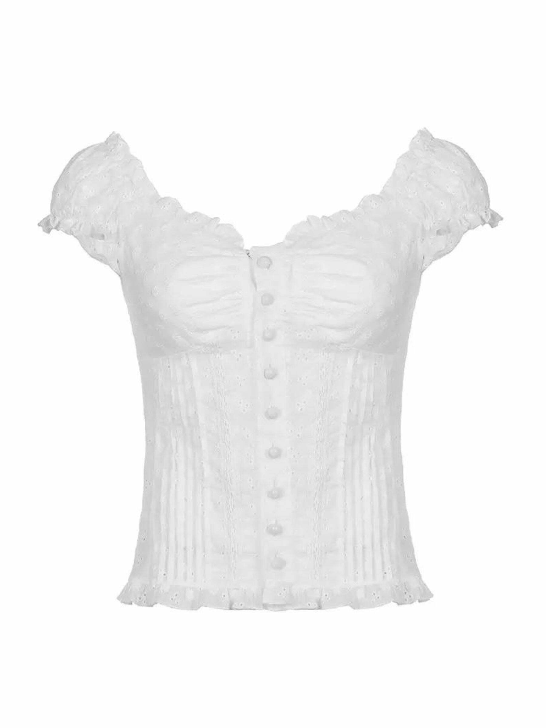 Naila Short Sleeve Lace Top - Y2K Summer Grunge, 90s Retro, Pastel Goth, Y2K Party Outfit