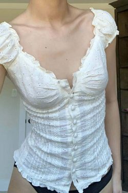Naila Short Sleeve Lace Top - Y2K Summer Grunge, 90s Retro, Pastel Goth, Y2K Party Outfit