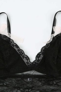 Nataly Lace Crop Top with Bow Detail - Y2K Summer, 90s Grunge, Retro Party Outfit