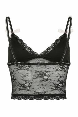 Nataly Lace Crop Top with Bow Detail - Y2K Summer, 90s Grunge, Retro Party Outfit
