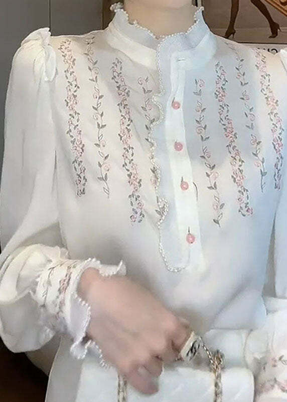 Natural White Ruffled Patchwork Chiffon Top - Y2K Summer, 90s Fashion, Grunge, Retro Style