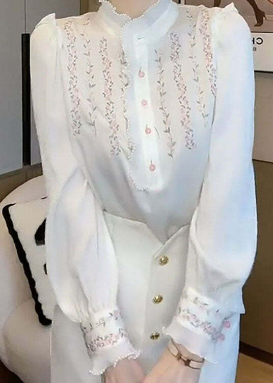 Natural White Ruffled Patchwork Chiffon Top - Y2K Summer, 90s Fashion, Grunge, Retro Style