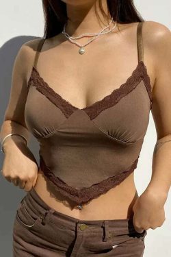 Nava Y2K Lace Crop Top - 90s Grunge, Retro Summer, Pastel Goth, Party & Club Outfits