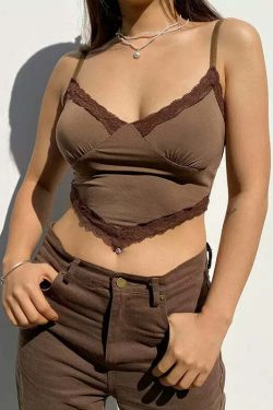 Nava Y2K Lace Crop Top - 90s Grunge, Retro Summer, Pastel Goth, Party & Club Outfits