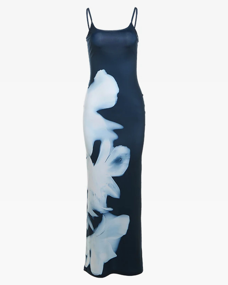 Navy Blue Bodycon Dress - Y2K Summer Outfit, 90s Fashion, Grunge, Retro Style, Y2K Party Look