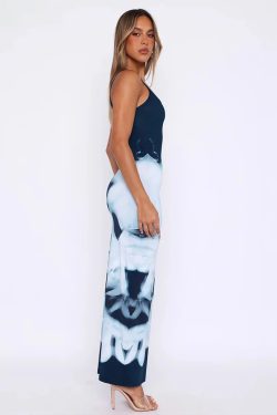 Navy Blue Bodycon Dress - Y2K Summer Outfit, 90s Fashion, Grunge, Retro Style, Y2K Party Look