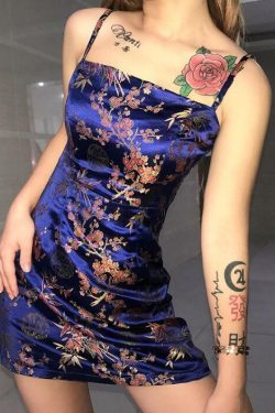 Navy Blue Satin Dress - Y2K Summer Outfit, 90s Fashion, Grunge, Retro Style, Y2K Party Look