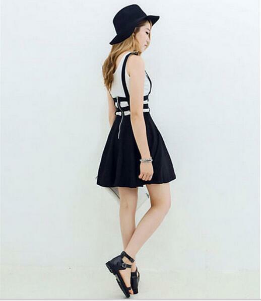 Navy Blue Suspender Skirt - Y2K Summer, 90s Grunge, Retro Goth, Y2K Party & Club Outfits