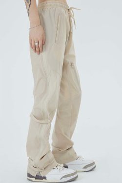 NECOYEP Nylon Cargo Pants - Y2K Summer Grunge, 90s Retro Style, Y2K Club & Party Outfits