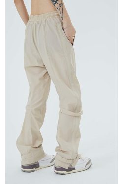 NECOYEP Nylon Cargo Pants - Y2K Summer Grunge, 90s Retro Style, Y2K Club & Party Outfits
