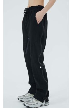 NECOYEP Nylon Cargo Pants - Y2K Summer Grunge, 90s Retro Style, Y2K Club & Party Outfits