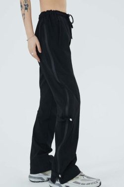 NECOYEP Nylon Cargo Pants - Y2K Summer Grunge, 90s Retro Style, Y2K Club & Party Outfits