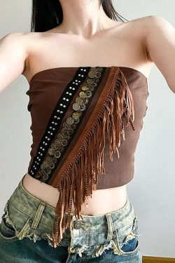 Neha Ethnic Embellished Tube Top - Y2K Summer, 90s Grunge, Retro Party, Pastel Goth Fashion