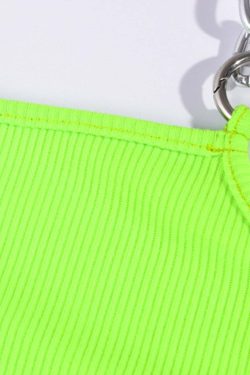 Neon Green E-Girl Top with Metal Chain Straps - Y2K Grunge, 90s Fashion, Retro Style
