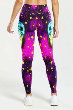 Neon Skull High Waist Leggings - Y2K Grunge, 90s Retro, Gothic Y2K, Summer Y2K Outfits