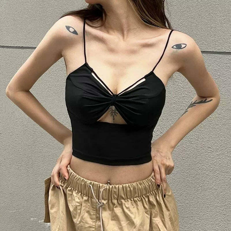Nesli Strappy Crop Top - Y2K Summer, 90s Fashion, Grunge, Retro, Pastel Goth, Y2K