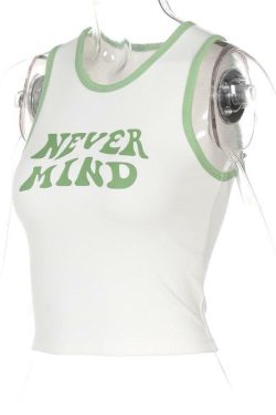 Never Mind Tank Top - Y2K Summer Grunge, 90s Retro, Baby Tees, Pastel Goth, Y2K Club Out
