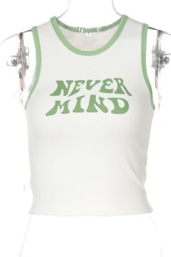 Never Mind Tank Top - Y2K Summer Grunge, 90s Retro, Baby Tees, Pastel Goth, Y2K Club Out