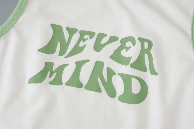 Never Mind Tank Top - Y2K Summer Grunge, 90s Retro, Baby Tees, Pastel Goth, Y2K Club Out