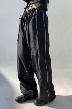 Nightfall Drawstring Gothic Pants - Y2K Grunge, 90s Fashion, Retro Style, Y2K Summer Outfits