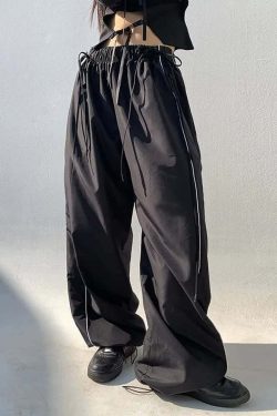 Nightfall Drawstring Gothic Pants - Y2K Grunge, 90s Fashion, Retro Style, Y2K Summer Outfits